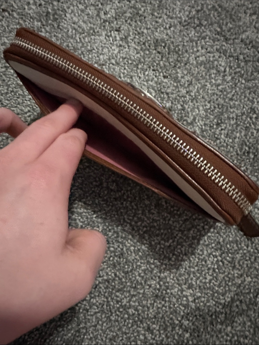 Coach White and Brown Leather Buckle Zip Wallet - Picture 6 of 8